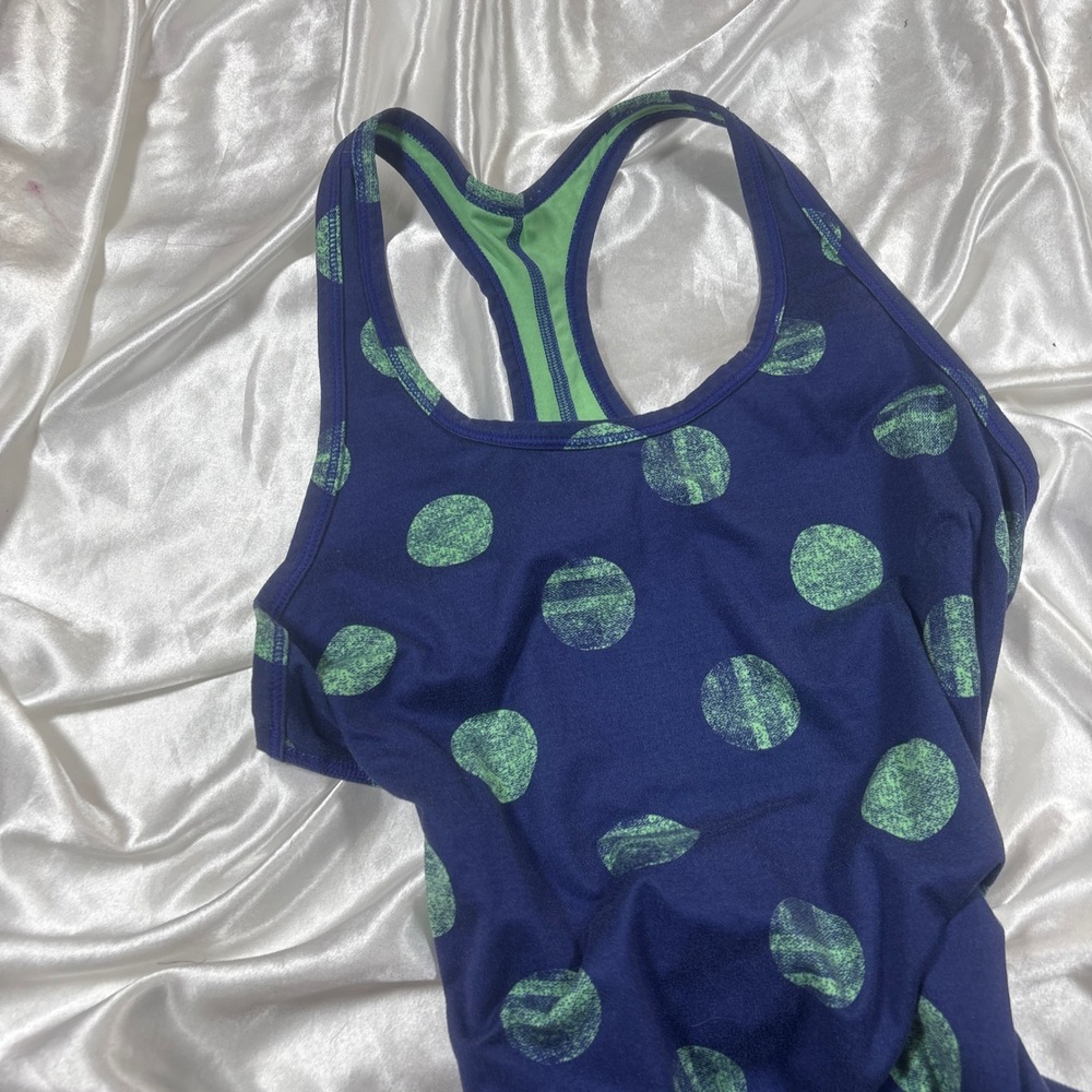 y2k Nike Tennis Tank Top Navy Blue Excellent Polka Dot Racerback Dri-Fit - Picture 2 of 5